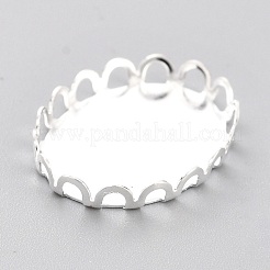 304ステンレススチールカボションセッティング  レースエッジベゼルカップ  オーバル  銀  19x14x3mmトレイ：18mmx13mm&nbsp;STAS-Y001-10S
