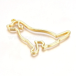 亜鉛合金レジン空枠ペンダントトップ  UVレジンDIY用  エポキシ樹脂  プレスジュエリー  犬  ゴールドカラー  41.5x38.5x2.5mm  穴：1.5mm&nbsp;PALLOY-D199-11G