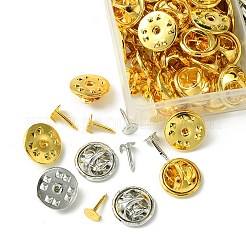 100個 2色 アイアンバタフライクラッチピンバック  プラチナ·ゴールデン  トレイ：4.5mm  12mm  ピン：1mm  50個/カラー&nbsp;IFIN-FS0001-37
