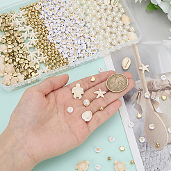 DIYジュエリー作りパーツキット  宝石ビーズ40個を含む  シェルリンク10個  アクリルビーズ100個とCCBプラスチックビーズ[1]個  真鍮スペーサービーズ250個とアクリルビーズ200個  ミックスカラー  17x14x6mm  穴：1mm&nbsp;DIY-SC0032-59