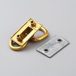 バッグストラップ用合金ダブルDリングサスペンションクラスプ  ガスケットとネジ付き  ゴールドカラー  4.55x2.4x1.5cm  穴：2.5mm  内径: 1.1x0.8cm & 1.4x1.6cm&nbsp;FIND-WH0111-347