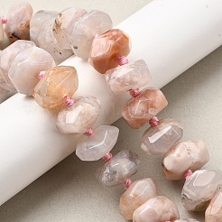 天然石桜色アゲート瑪瑙ビーズ連売り  多面カット  ロンデル  16~20x11~13mm  穴：2.5mm  約25個/連  15.3インチ（39cm）。&nbsp;G-K195-04A
