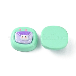不透明なかわいい漫画の樹脂カボション  長方形  アクアマリン  15.5~17x16~17.5x7.5~8mm&nbsp;LS-CRES-O006-06G