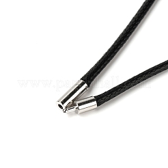 ワックスネックレス作りアクセサリー  プラチナ真鍮バヨネットクラスプ付き  ブラック  45.5x0.3cm&nbsp;MAK-TAC0001-04A