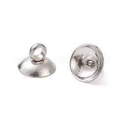 304ステンレススチールビーズキャップペンダントベイル  グローブガラスバブルカバーペンダント用  ステンレス鋼色  8mm  穴：1.8mm&nbsp;X-STAS-G224-24P-10