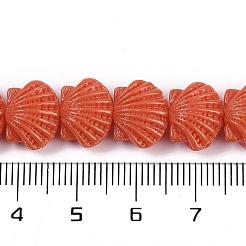 合成サンゴ染め彫刻ビーズ連売り  シェル形状  トマト  11~11.5x9x6.5mm  穴：1mm  約30個/連  10.71''（27.2センチメートル）&nbsp;CORA-K009-05A-02