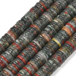 天然のアフリカブラッドストーンビーズ連売り  ディスク  ヒシビーズ  8x1~1.5mm  穴：1.2mm  約304個/連  15.16''（38.5センチメートル）&nbsp;G-G329-B06-8x1mm