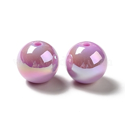 UVメッキレインボー虹色アクリルビーズ  ラウンド  パープル  15~15.5x15.5~16mm  穴：2.7mm&nbsp;PACR-D070-01E