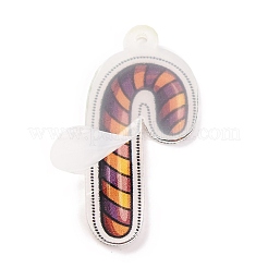 プリントアクリルペンダント  ハロウィンモチーフ  キャンディー棒  45.5x21x1.5mm  穴：2mm&nbsp;FIND-H003-04D