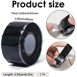 シリコン粘着テープ  ブラック  26x0.5mm  3 m /ロール&nbsp;DIY-WH20013-91