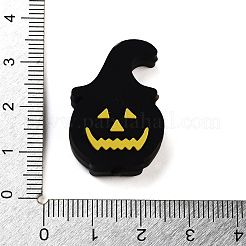 シリコンビーズ  DIYネックレスの製作  ブラック  カボチャ  28x19.5x8mm  穴：2mm&nbsp;LS-SIL-I005-01G