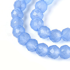 ジェイド風ガラスビーズ連売り  ラウンド  多面カット  コーンフラワーブルー  3x2.5~3mm  穴：0.7~0.8mm  約133~137個/連  13.78~14.37''（35センチメートル）&nbsp;GLAA-T028-3mm-11L