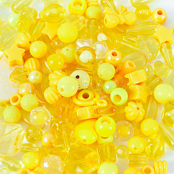 透明/不透明アクリルビーズ100g  混合図形  きいろ  5.5~35.5x6~32.5x1.5~16mm  穴：1~5mm&nbsp;MACR-TA0001-50E
