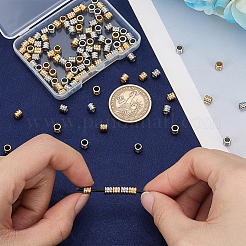 120個 2色 201ステンレスビーズ  コラム  本金メッキ&ステンレススチールカラー  5x4.5mm  穴：3mm  60個/カラー&nbsp;STAS-SP0002-12