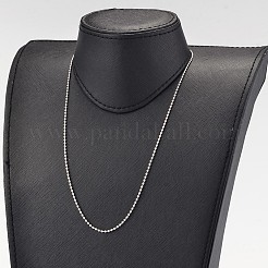 変色しにくいステンレススチールボールチェーンネックレス  ステンレス鋼色  17.7インチ（45cm）  2mm&nbsp;NJEW-JN01427-01