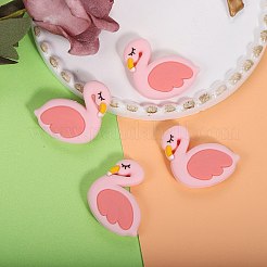 漫画フラミンゴシリコンビーズ10個  ピンク  30.5x27.2x7mm  穴：2.5mm&nbsp;JX703A