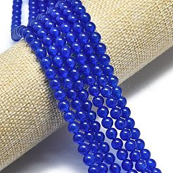 天然石マレーシアジェイドビーズ連売り  染め＆加熱  ラウンド  ダークブルー  6~6.5mm  穴：1mm  約60~62個/連  14.96インチ（38cm）&nbsp;G-L645-C01-6mm-19