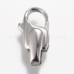変色しない研磨済みの316サージカルステンレススチール製カニカン  ステンレス鋼色  19x10x5.5mm  穴：5x2mm&nbsp;X-STAS-Z013-11P