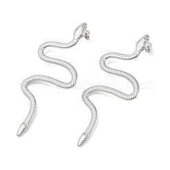 女性用304ステンレススチールスタッドピアス  ヘビ  ステンレス鋼色  76x31mm&nbsp;EJEW-K332-01P
