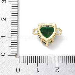 真鍮ガラスのハートリンクコネクターチャーム  18KGP本金メッキ  ラックめっき  長持ちメッキ  カドミウムフリー＆鉛フリー  ミックスカラー  11x15.5x7.5mm  穴：1.6mm&nbsp;KK-L268-016G