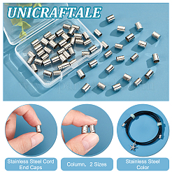 304ステンレススチールコードエンドキャップ  コラム  ステンレス鋼色  6~7x5~6mm  穴：4~5mm  60個/箱&nbsp;STAS-UN0010-58P