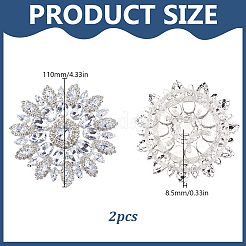 鉄のラインストーンとガラスのカボション  花  透明  110x7.5mm&nbsp;FIND-WH0366-419A