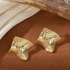 菱形304ステンレススチール製ダブルレイヤーペンダントネックレス＆スタッドピアス＆リングセット（女性用）  ゴールドカラー  15.35インチ（390mm）&nbsp;FS-WGC5D67-01
