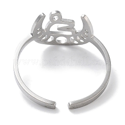 女性用304ステンレススチール星座リング  山羊座  18mm  内径：18mm&nbsp;RJEW-U024-01P-03