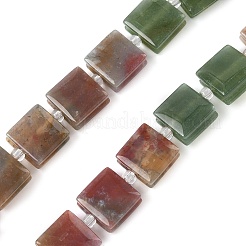 天然石インディアン瑪瑙ビーズ連売り  正方形  10.5~11x10~11x5~6mm  穴：0.9~1mm  約32~34個/連  15.39~15.63''（39.1~39.7センチメートル）&nbsp;G-F802-B02-01