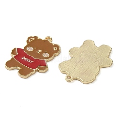 合金エナメルチャーム  鉛フリー＆カドミウムフリー  ゴールドカラー  言葉を持つクマ クマのチャーム  キャメル  32x23.5x1.5mm  穴：1.8mm&nbsp;FIND-Z014-11G