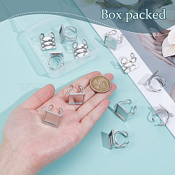 201ステンレススチールカフパッドリングセッティング12個  レーザー切断  正方形  ステンレス鋼色  トレイ：16x16mm  usサイズ7 1/4(17.5)~usサイズ8(18mm)&nbsp;STAS-BC0004-09A