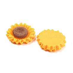 不透明な樹脂の花のカボション  ヒマワリ  ゴールド  30x7mm&nbsp;RESI-H151-05A