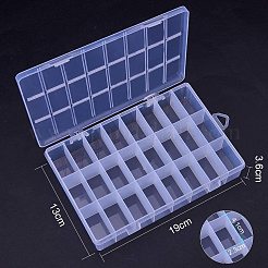 プラスチックビーズ収納ケース  24のコンパートメント  透明  19x13x3.6cm  コンパートメント：4.1x2.3x3.3センチメートル  4boxes /セット&nbsp;CON-PH0001-32