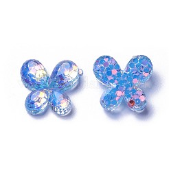 樹脂カボション  スパンコール入り  蝶  ミックスカラー  20x21x7mm&nbsp;X-RESI-F017-21