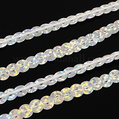 オーナメントアクセサリープラスチックスパンコールビーズ連売り  スパンコールトリム  銀  6mm  約100ヤード/ロール&nbsp;PVC-R004-03