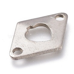 変色しにくい304ステンレススチールリンクコネクター  菱形  ステンレス鋼色  12.5x18x1mm  穴：1.8mm&nbsp;STAS-O136-25P