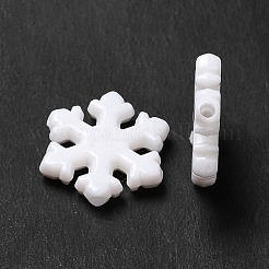 不透明なアクリルビーズ  クリスマススノーフレーク  ホワイト  12x11x2mm  穴：1.2mm  約2500個/500g&nbsp;MACR-J123-24