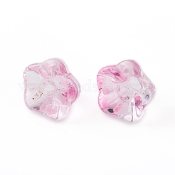 電気メッキガラスビーズ  朝顔  ピンク  8.5x8x5.5mm  穴：1mm&nbsp;EGLA-I012-B08