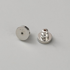 真鍮ピアスキャッチ  フラットラウンド  プラチナ  8x6.5mm  穴：0.8mm&nbsp;KK-WH0816-032P