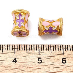 合金エナメルビーズ  クロスを持つ列  ゴールドカラー  10x7mm  穴：1.6mm&nbsp;ENAM-M008-25G