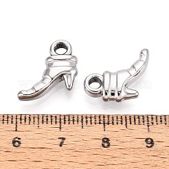 304ステンレスペンダント  かかとの高い靴  ステンレス鋼色  13x14x4mm  穴：2.5mm&nbsp;STAS-T067-60P