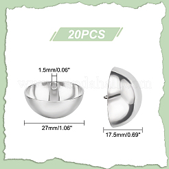 合金シャンクボタン20個  1穴  ドーム/ハーフラウンド  ステンレス鋼色  27x17.5mm  穴：1.5mm&nbsp;BUTT-UN0001-07