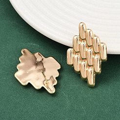 真鍮製スタンドピアス  菱形  18KGP本金メッキ  39x27mm&nbsp;EJEW-H168-11G