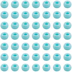 スプレー塗装プラスチックビーズ800個  バレル  ライトシアン  9x6mm  穴：3.8mm&nbsp;KY-SP0001-56D