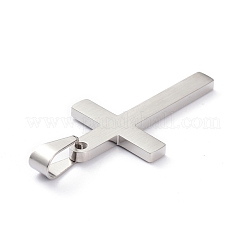 変色しにくい304ステンレススチールペンダント  クロス  ステンレス鋼色  37x21x2.5mm  穴：8x4.5mm&nbsp;STAS-L218-22P