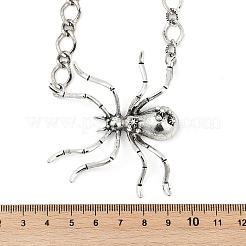 合金クリスタルラインストーンビッグスパイダーペンダントネックレス女性男性用  アンティークシルバー  19.69インチ（50cm）&nbsp;NJEW-H061-01AS