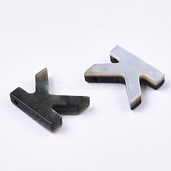 天然な黒リップシェルビーズ  トップドリルビーズ  文字.k  K：10x8x2.5mm  穴：0.6mm&nbsp;X-SSHEL-S265-001K