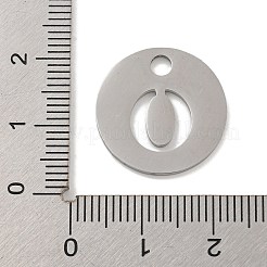 変色しない304ステンレススチールペンダント  ステンレス鋼色  アルファベット付きフラットラウンド  アルファベットのO  19x1.2mm  穴：2.5mm&nbsp;STAS-F233-M-P01-A-O