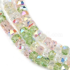 電気メッキガラスビーズセット  ロンデル  多面カット  薄緑  4x3mm  穴：1mm  約146~148個/連  15.83~15.98''（40.2~40.6センチメートル）&nbsp;X-EGLA-B011-04A-04