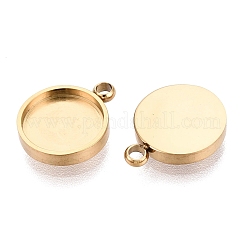 304ステンレススチールペンダントカボション部品  フラットラウンド  イオンプレーティング（ip）  18KGP本金メッキ  トレイ：8mm  12x9x1.8mm  穴：1.5~1.6mm&nbsp;STAS-Q113-26B-G